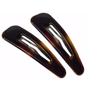 Parcelona French Clic Clac 3 1/4" Tortoise Shell Brown Celluloid No Slip Grip Snap Hair Clips for Women