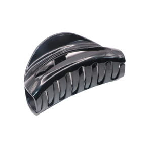 Parcelona French Vrille Medium 3.5" Celluloid No Slip Grip Volume Jaw Hair Claw Clips for Women and Girls, Made in France (Glossy Black)