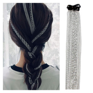 Campsis Punk Hair Extension Chain Multi Strand Silver Chain Fashion Festival Venetian Mardi Gras Hair Accessories Women and Girls(Pack of 3