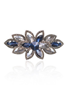 Sankuwen Floral Rhinestone Hairpin Luxury Crystal Flower Hair Barrette Clip (Gray-Blue)