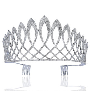Exquisite Clear Austrian Crystal Rhinestone Tiara With Hair Side Combs Crown Prom Princess Queen Beauty Pageant Hair Jewelry T11925