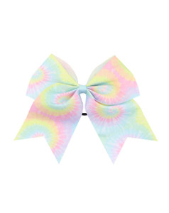 Tie Dye Hair Bows for Cheer Girls Come Ponytail Holder Bow Tie Dye Large Cheer Bowknot PHB02 (D1)