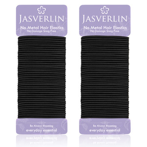 JASVERLIN Small Hair Elastics, Black Hair Ties Ponytail Holder Fine Thin Medium Hair No Pull Long Lasting Braid Hair Styling Rubber Bands for Women 8