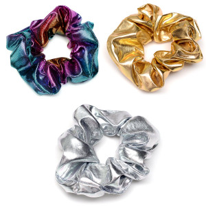 ACCGLORY Shiny Scrunchies Metallic Hair Bands Elastic Hair Ties Set Glitter Ponytail Holder Soft Scrunchy for Women(Hair Scrunchies Set)
