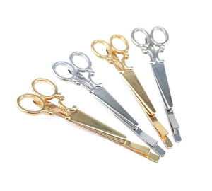 yueton 4pcs Gold and Silver Scissors Shape Barrettes Bobby Pin Hair Clips Bride Headwear Edge Clip Clamps
