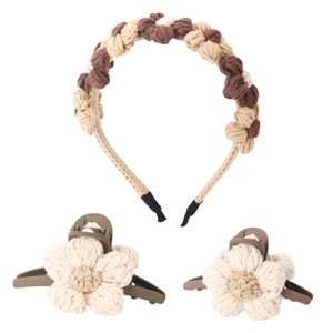 Flower Hair Clips Set -2PCS Flower Claw Clips for Thick Hair and 1Pcs Flower Headband,Nonslip Hair Clips for Women Cute Hair Clips,Banana Clip for Th