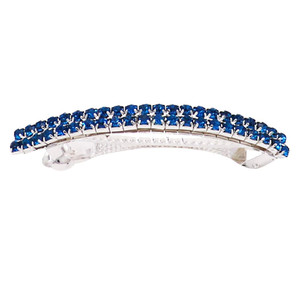 Rosemarie Collections Women's Classic Style Double Row Crystal Hair Clip (Blue)