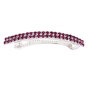 Rosemarie Collections Women's Classic Style Double Row Crystal Rhinestone Locking Hair Clip Barrette, 3" (Multicolor)