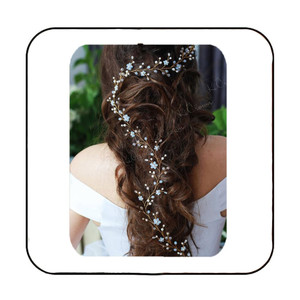 Easedaily Rhinestone Bride Wedding Hair Vine Rose Gold Pearl Bridal Headpieces Opal Hair Accessories for Women and Girls (27inch)