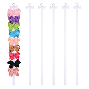 DEEKA 6 PCS 40" Long Bow Holders for Girls Clip Hair Bows Organizer - White
