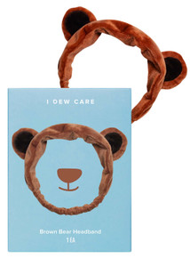 I DEW CARE Face Wash Headband - Brown Bear | Animal Head band for Face Washing & Skincare, Spa Day, Soft & Fuzzy, Cute for Makeup, Shower, Teen Girls