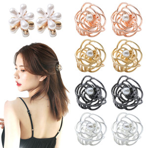 JINBUYAO 10pcs Flower Style Small Metal Hair Claw Clips Fancy Pearl Hair Clip Sweet Hair Accessories for Women and Girls Mini Decorative Hair Clips