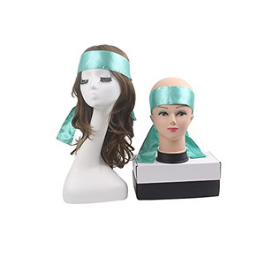 AllMatchWigs 2pcs Edge control soft satin headband 2.4inch width hair wrap bands 20 color choice (turquoise)