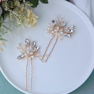 Bestshoot Bridal Hair Pieces, Beusoulove Wedding Hair Pin Crystal Flower Hair Accessories with Rhinestone and Faux Pearl for Girls,