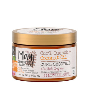 Maui Moisture Curl Quench + Coconut Oil Hydrating Curl Cream Smoothie, Curly Hair Styling Cream with Coconut Oil & Papaya Butter Helps Tame Frizz & E