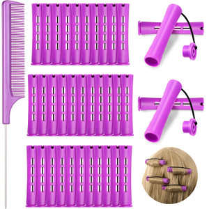 WILLBOND 36 Pieces Cold Wave Rod Hair Perm Rods Hair Rollers Perming Curlers with Steel Rat Tail Comb for Hairdressing Styling