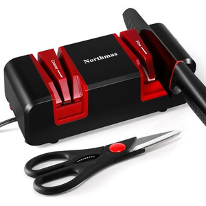 Northmas Knife Sharpener, Professional Electric Knife Sharpener for Kitchen Knives, 2-Stages for Quick Knife Sharpening & Polishing, with Scissors Sh
