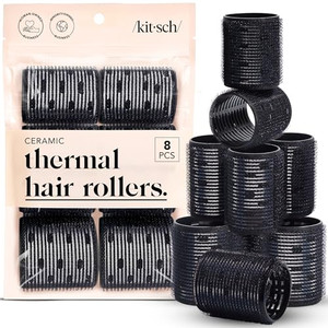 Kitsch Ceramic Thermal Hair Rollers for Women  Self Grip Hair Curlers for Heatless Curls Overnight - Volumizing Large Rollers for Short & Long Hair