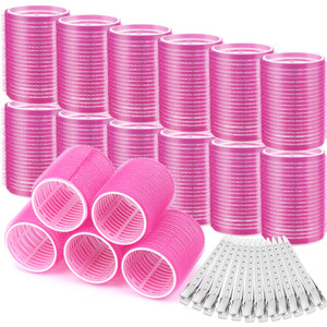 Big Self-Grip Hair Rollers with Stainless Steel Duckbill Clips for Long, Medium Hair and Volume