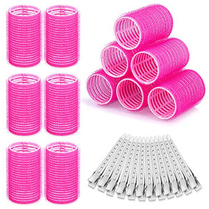 Hair Curlers Rollers, 12Pcs Hair Rollers Hair Curlers Self Grip Holding Rollers with 12 Pcs Hair Clips for Long Medium Short Thick Fine Thin Hair Ban