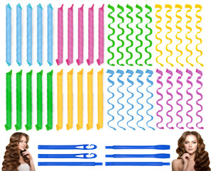 40PCS Hair Curlers Heatless Wave and Spiral Two Styles Formers(22inches) with 6PCS Styling Hooks Magic Hair Rollers No Heat Damage for Women and Kids