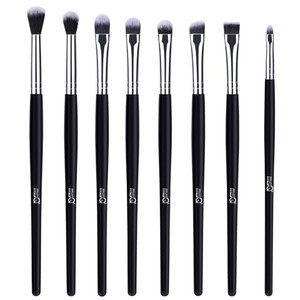 MSQ Eye Makeup Brushes Eyeshadow Makeup Brushes Set with Soft Synthetic Hairs & Real Wood Handle for Eyeshadow, Eyebrow, Eyeliner, Blending (Black, 8