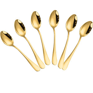 Wesdxc56 Demitasse Espresso Spoons, Mini Coffee Spoon, Stainless Steel Small Spoons for Dessert, Tea,Set of 6 (gold)