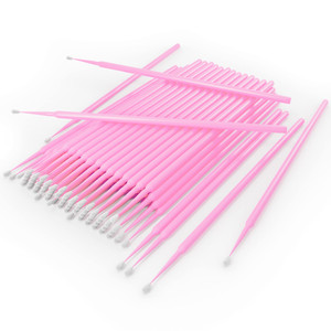 HGLOZ Microswabs for Eyelash Extensions Pack of 500 in Pink  2mm Soft Micro Applicator Brush with Microfiber Wands  Suitable for Cleaning and Apply