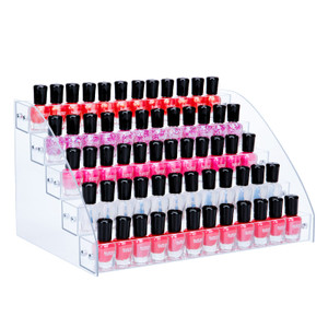 KINGROW Nail Polish Organizer Holder Rack 5 Layers Acrylic Display Rack Eyeglasses Shelf Essential Oils Ink Storage Holds Up to 80 (Fit 1-2oz Bottles