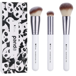 DUcare 3Pcs Kabuki Makeup Brush Set, Foundation Contour Blush Concealer Brush, Travel Buffing Blending Brush for Liquid Cream Powder Face Makeup Whit