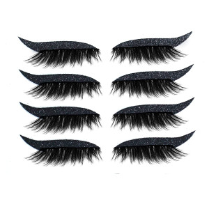 Aaiffey Reusable Eyelash Stickers, Black, 4 Pairs, Easy Quick Application, Waterproof, Long-Lasting, Natural Lightweight