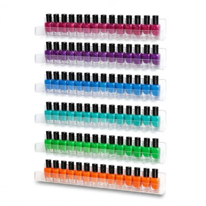 Umirokin Acrylic Nail Polish Rack Wall Mounted - 6 Pack Clear Nail Polish Organizer Shelf for 60-90 Bottles, Hanging Floating Essential Oil Storage &