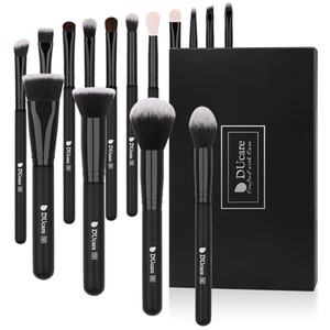 DUcare Makeup Brushes 15Pcs Premium Synthetic Kabuki Makeup Brush Set, Professional Foundation Concealers Powder Blush Blending Face Eye Shadows Blac