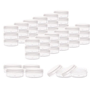 ZEJIA 10 Gram Sample Containers, 40 Count Cosmetic Containers with Lids, Refillable Empty Sample Jars, Small Plastic Containers with Lids (Clear)