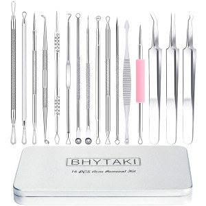 Blackhead Remover Tools, 16 PCS Pimple Popper Tool Kit, Acne Blackhead Tools for Blemish, 410 Premium Professional Stainless Acne Pimple Extractor To