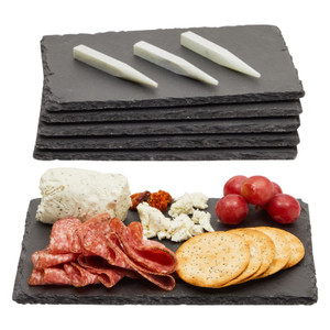 Juvale Mini Charcuterie Boards - 6-Pack, 6 x 8.75 in, Black Slate - Slate Charcuterie Boards & Cheese Platter for Sushi & Appetizers