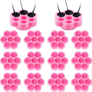 Maitys 200 Pcs Flower Glue Cup Lash Glue Holder Volume Eyelash Extension Flower Pallet Pad Easy Fan Eyelash Ring Cup Bulk for Women Girls Extension L