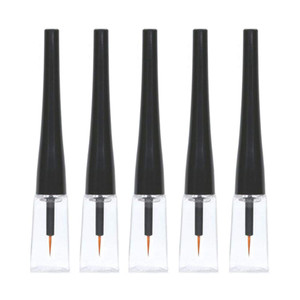 XUMIN 5PCS 5ml/0.17oz Empty Black Plastic Eyeliner Tubes Bottle Vials Dispenser Sample Packing Storage Container with Inserts Plug and Black Cap for