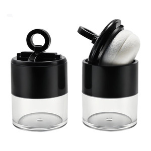 XINGZI 2Pcs 10g/0.34oz Black Mini Empty Refillable Loose Powder Box with Powder Puff Cap and Sifter DIY Cosmetic Foundation Powder Case Blusher Finis