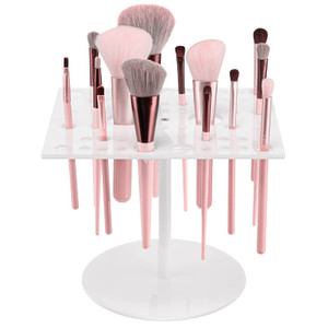 Jetec 54 Holes Acrylic Brush Holder Makeup Brush Drying Rack Collapsible Holder Stand for Acrylic Nail Lover(White)