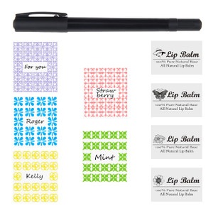 Labels for Lip Balm Tubes - Value Pack of 400 Stickers - 200 Writable & 200 Printed - Self Adhesive - Fineliner Pen Included