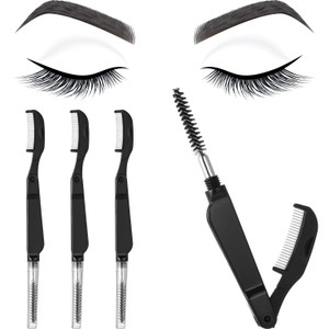 Boao 4 Pcs Eyelash Combs Eyebrow Combs Foldable Eyelash Separator Tool Stainless Steel Teeth Brow Brushes Mascara Brushes Eyebrow Spoolie Grooming Ma