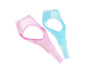 2PCS Women Lady Upper Lower Eyelash Mascara Guard Applicator Guide Template with Eyelash Comb Girls Plastic Eye Lash Assistant Helper Stencil Shaper