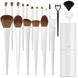 LUXBRU Makeup Brushes With Case 20PCs Professional Makeup Brush Set, Foundation Powder Eyeshadow Brush Set Eyebrow Concealer Contour Travel Brushes K