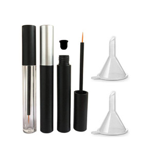 3 Pieces 5ml Empty Eyeliner Tubes Refillable Eyelash Growth Liquid Bottle Plastic Eyeliner Vials Tube with Brush Eyelash Growth Oil Mascara Tube for