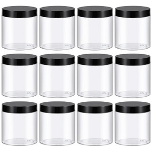 TUZAZO 8 Oz Plastic Container Jars with Lids BPA Free, Empty Round Clear Cosmetic Containers Plastic Slime Jars for Lotion, Cream, Ointments, Body Bu