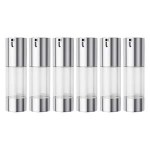 longway Silver Airless Cosmetic Cream Pump Bottle Travel Size Dispenser Refillable Containers?1oz/30ml,pack of 6
