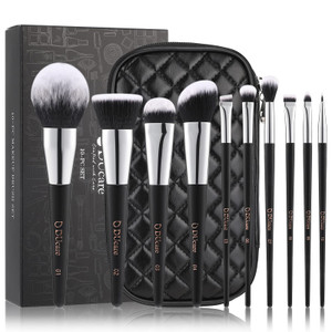 DUcare Makeup Brushes with Case 10Pcs Travel Makeup Brushset Women Gift Premium Synthetic Kabuki Foundation Blending Brush Face Powder Blush Conceale