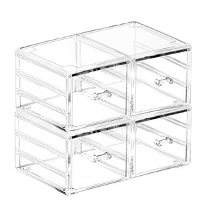 Pack of 2 Acrylic Countertop Stackable Drawers Bathroom Cabinet Organizer Clear Organizing Bins For Cosmetics Organizer Jewelry Hair Accessories Nail