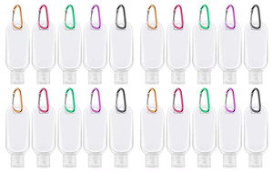 Travel Bottles with Keychain (20 Pcs), 1oz (30ml) Portable Plastic Leakproof Squeeze Bottles with Flip Cap - Empty Refillable Containers for Hand San